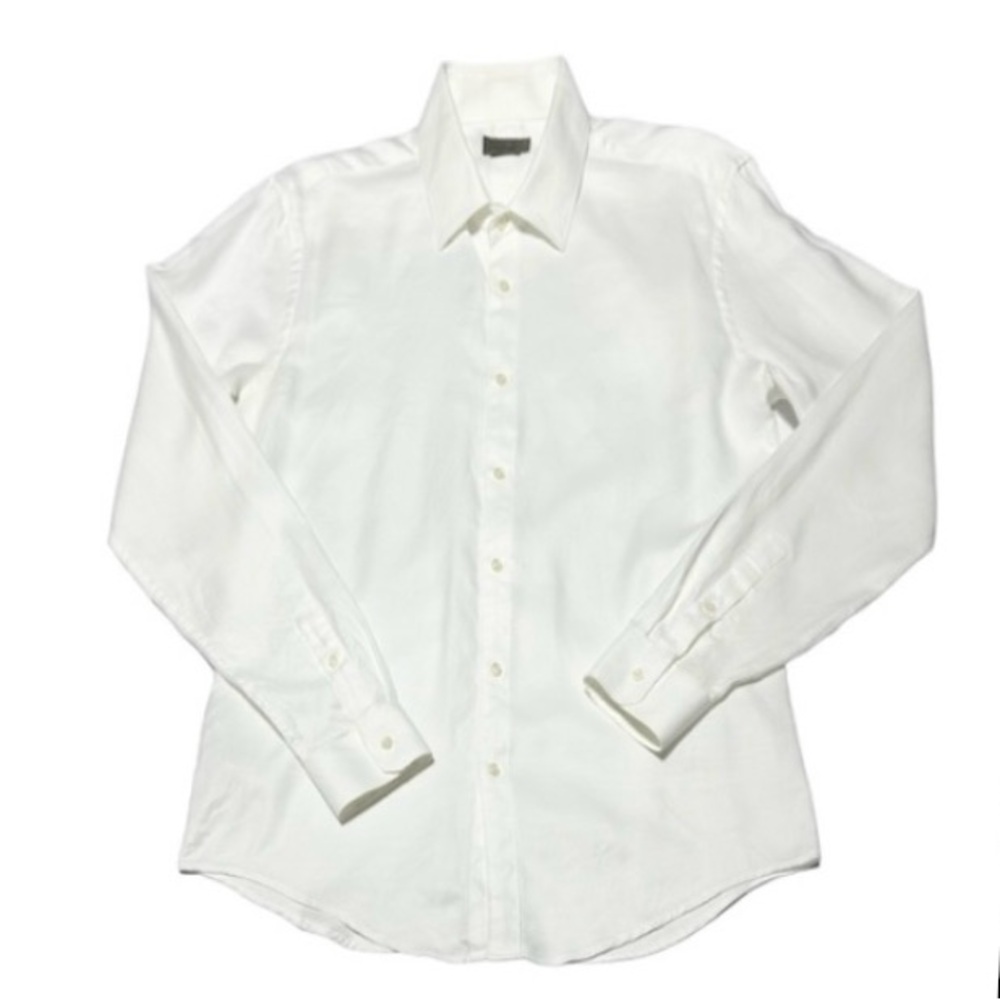 Zara Man Slim Fit White Texture Weave Long Sleeves Button Down Shirt Size XL
